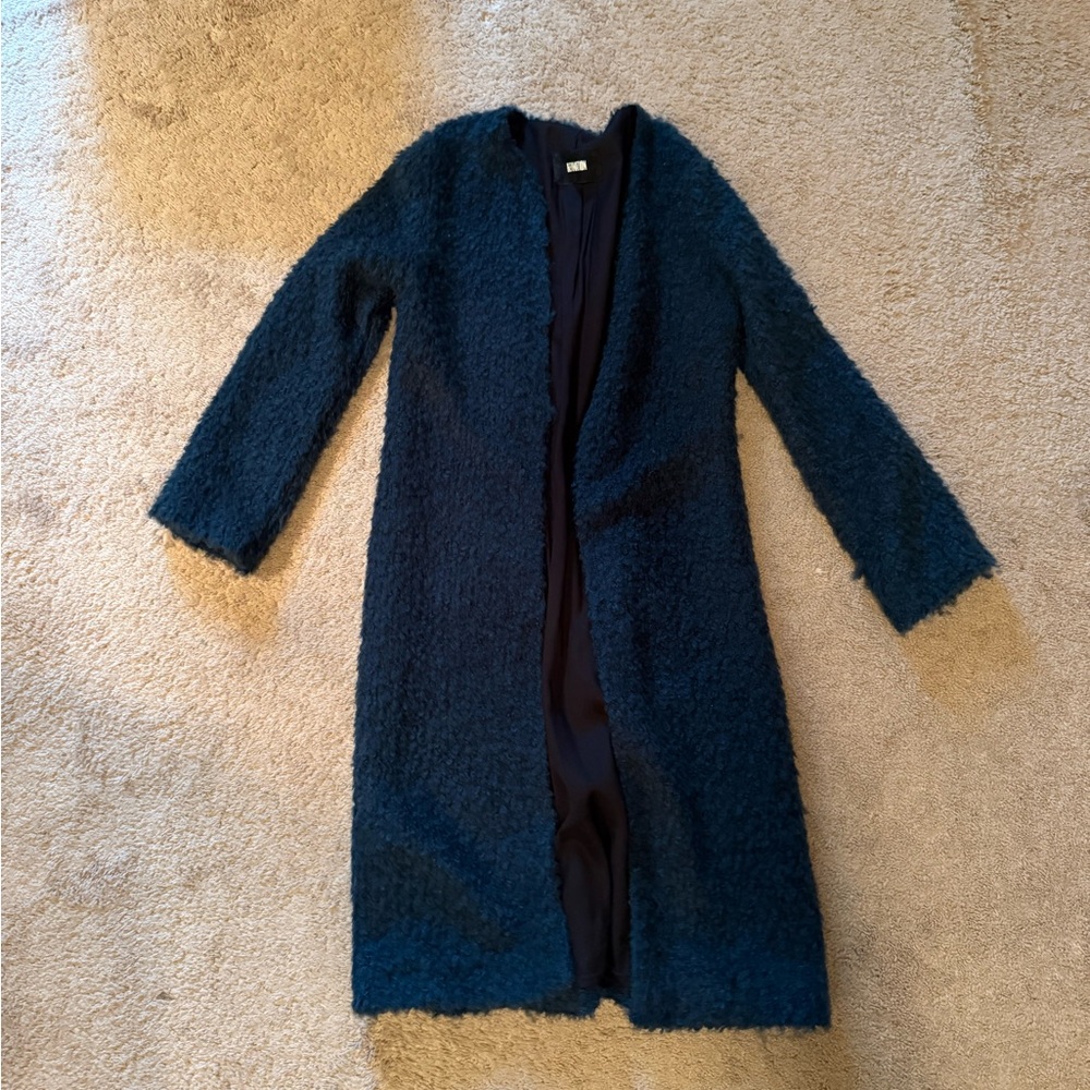 The Reformation lined peacock blue boucle duster - size XS